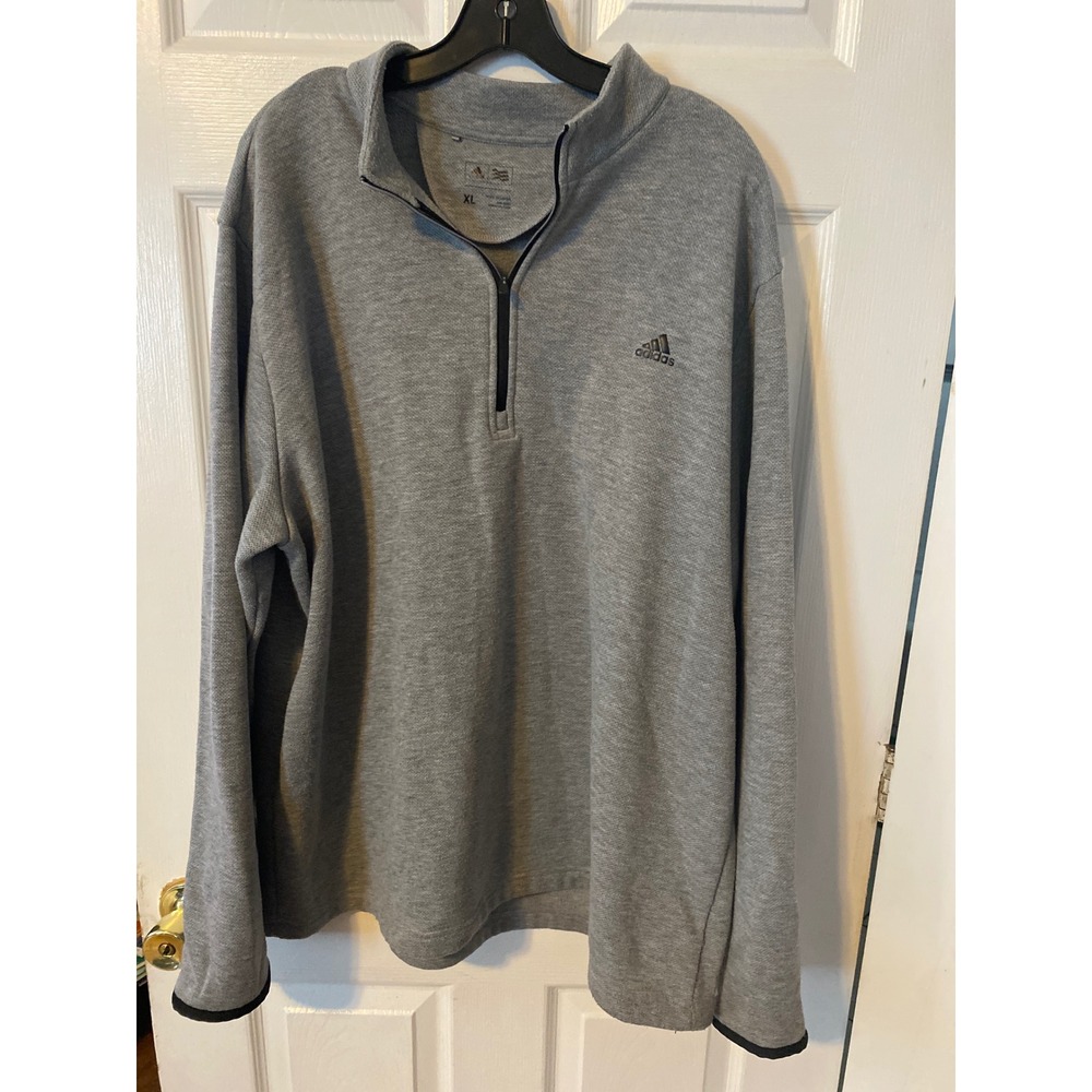 Adidas Golf Mens XL Quarter Zip Pullover Heather Grey Textured Knit Sweatshirt
